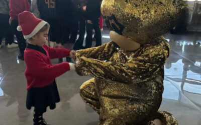 Children with presents and Santa